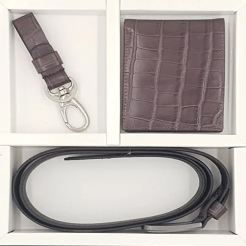 Leather Wallet Belt Key Chain Gift Set