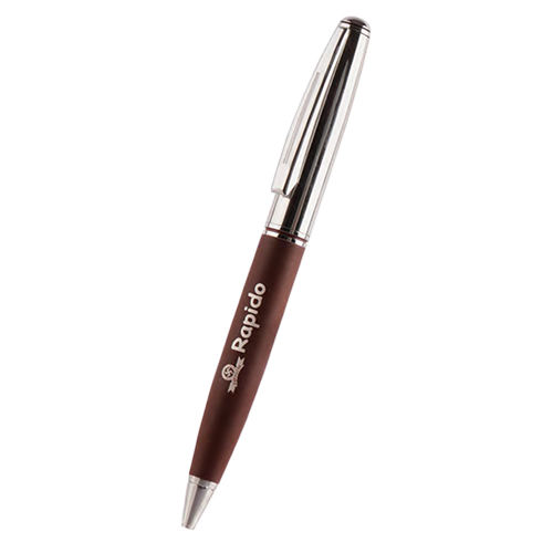 Silver And Brown Rapido Metal Ball Pen