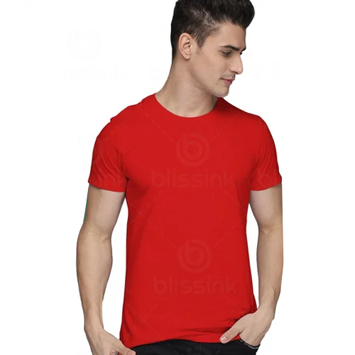 Mens Plain Red Cotton T-Shirt
