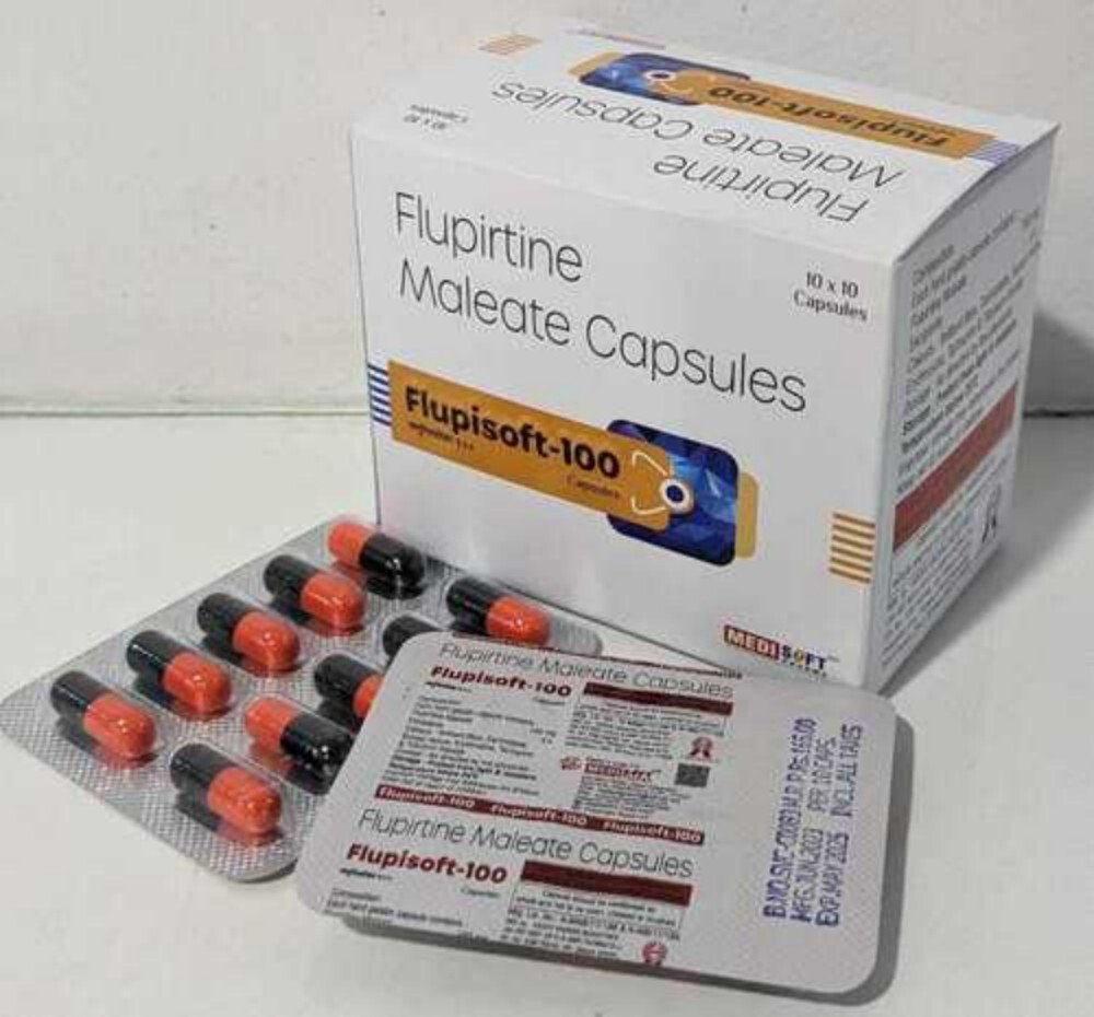 FLUPISOFT - Flupirtine Maleate 100 mg Capsule, 10x10 Blister Packaging | Effective Pain Relief Solution, Supports Neuromodulation