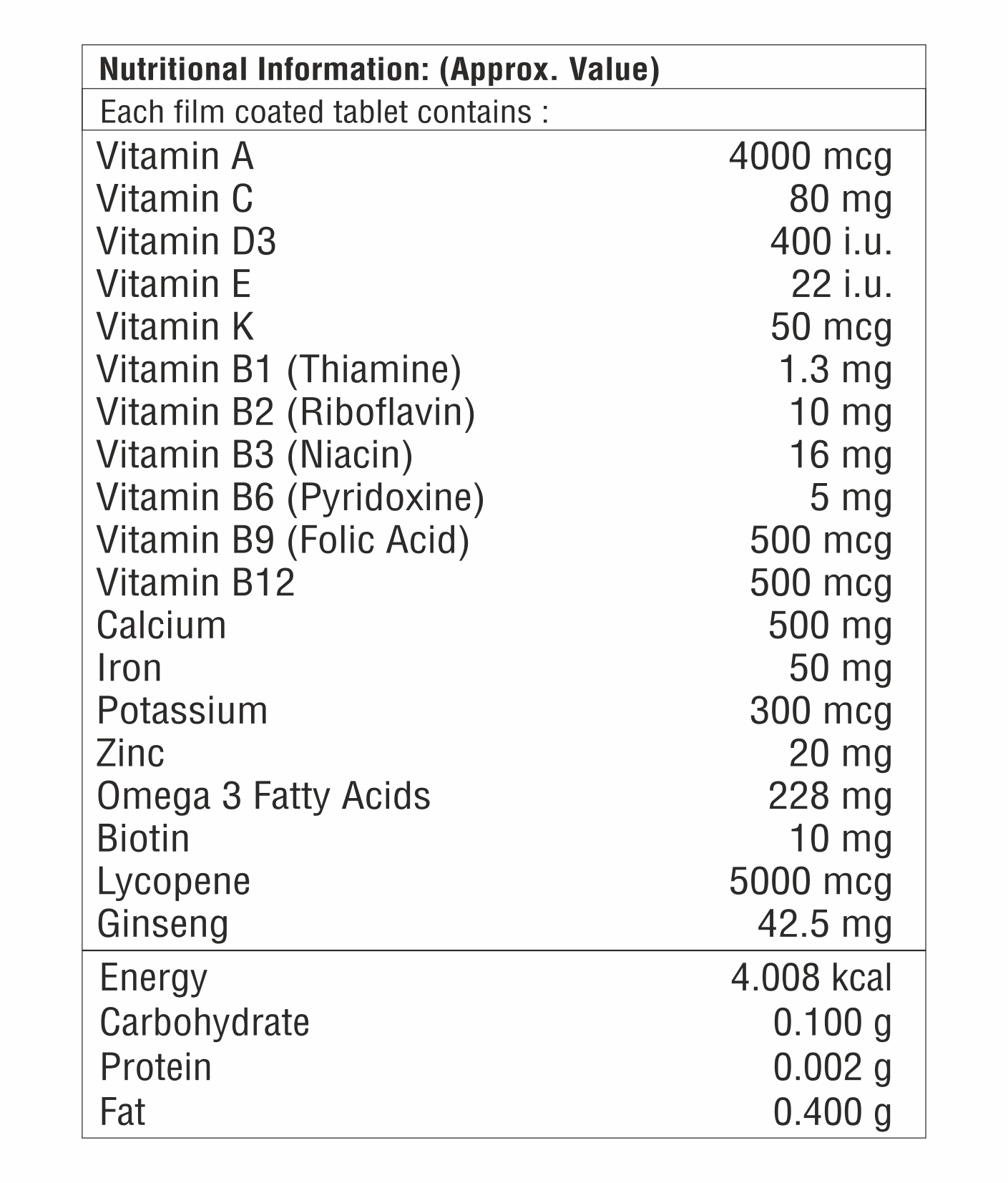 Omega 3 Fatty Acid With Biotin Tablet