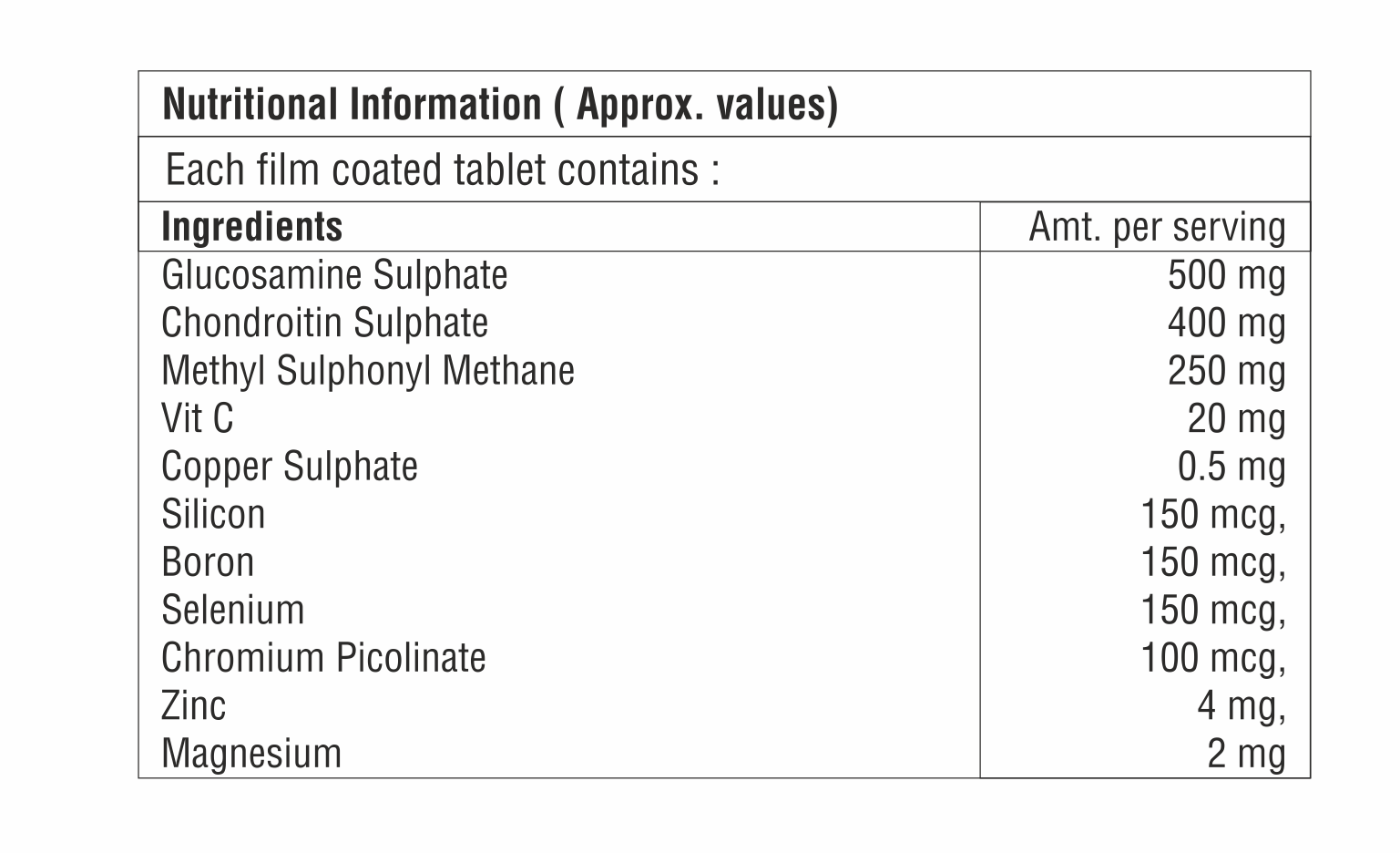 Glucosamine With Vitamin C Tablet