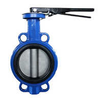 Wafer Type Butterfly Valve - High Pressure , Black and Blue Finish for Industrial Applications