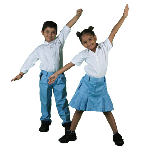 White And Sky Blue School Uniform - Age Group: Kids