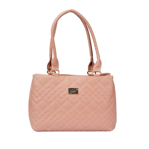 Ladies Fancy Leather Handbags - Color: Beige