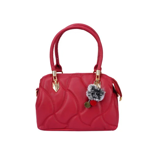 Leather Hand Bags - Color: Red