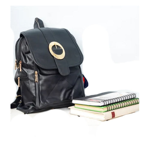 Black Plain Women College Bag