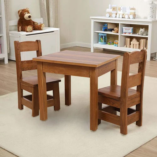 Kids Wooden Table Chair - Color: Brown