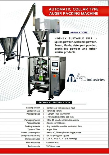 Collar Type Auger Filler Machine Application: Industrial