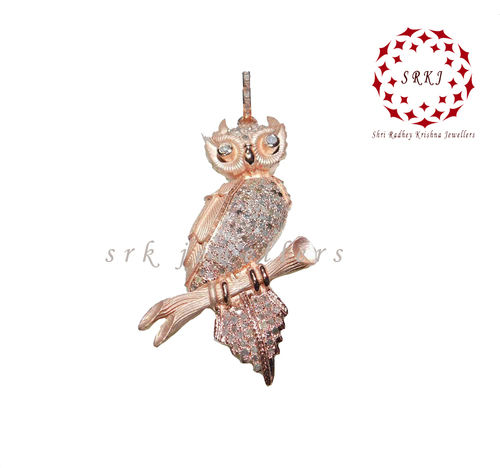 925 Starling Silver Handmade Pave Diamond Bird Stylish Rose Gold Pendant