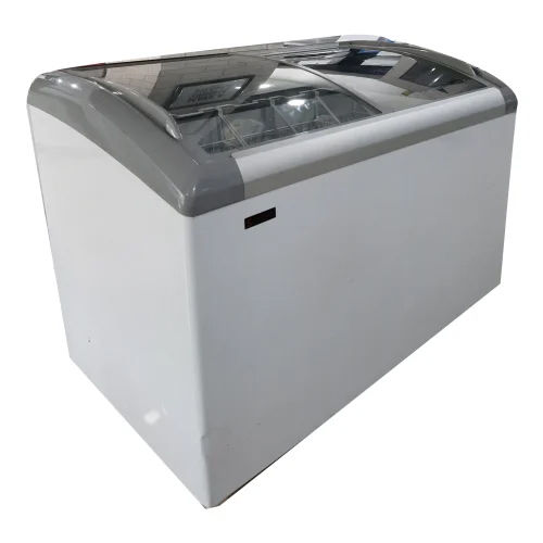 White Elanpro Ekg 415D Curved Glass Deep Freezer