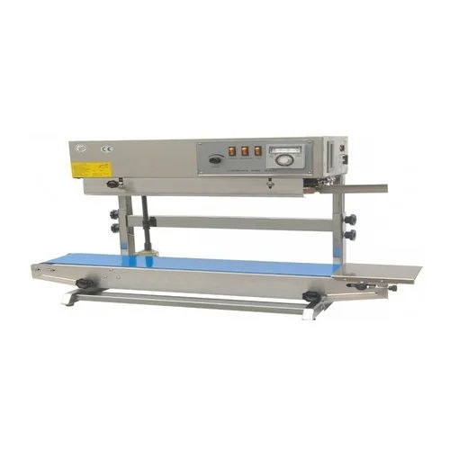 Vertical Continuous Band Sealing Machine - Electric Drive, 220V | New Industrial Equipment, Silver Finish