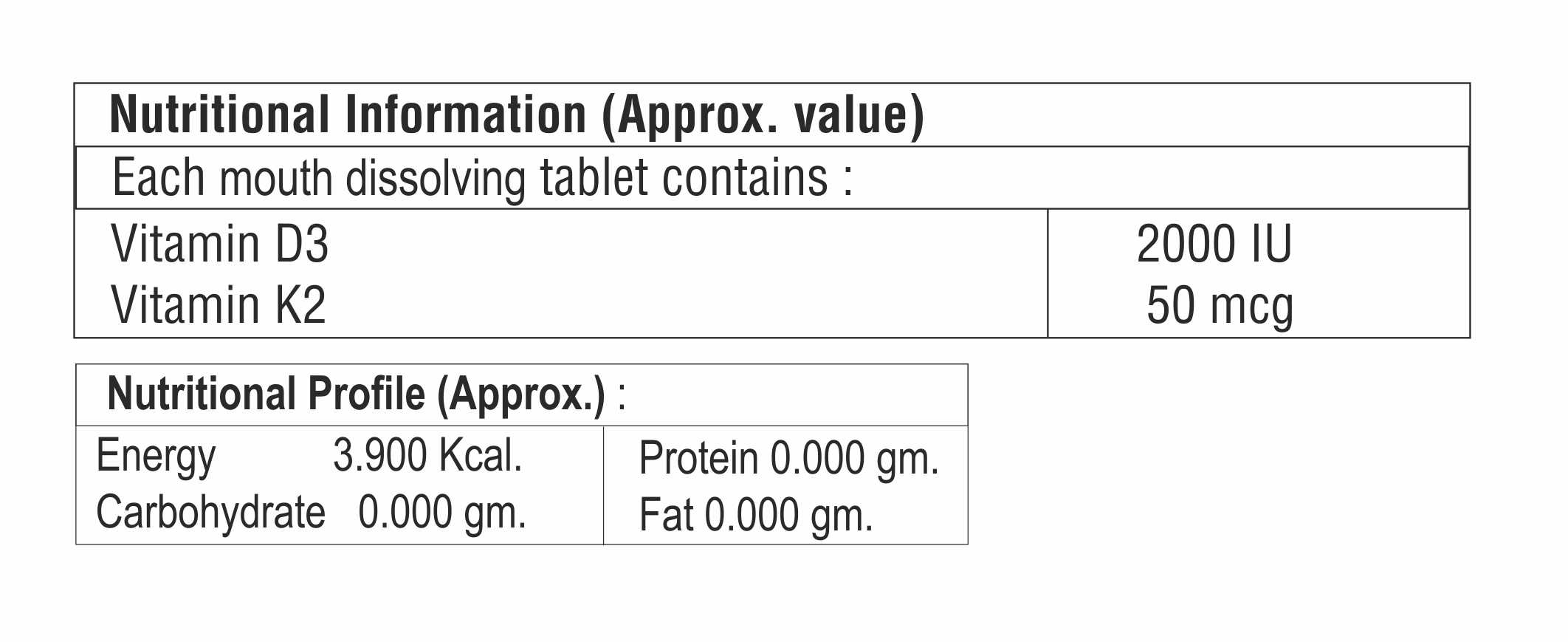 Vitamin D3 And Vitamin K2 Tablet