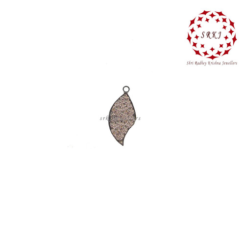 925 Starling Silver Handmade Pave Diamond Small Leaf Style Charm Pendant