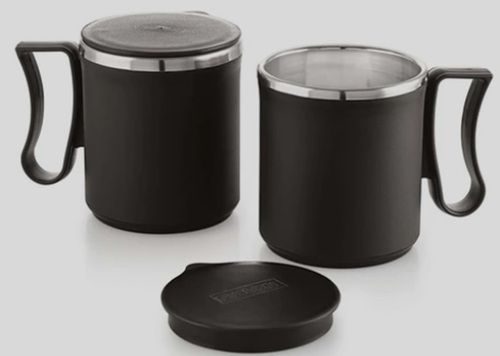 BLACK STEEL MUG WITH HANDLE