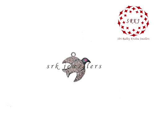 925 Starling Silver Handmade Pave Diamond Stylish Small Bird Pendant