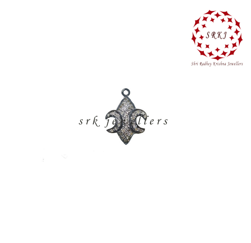 Handmade Designer Sterling Silver Pave Diamond Charm Pendant - 54x22 mm, 0.48 ct Diamond Weight, Stylish Unisex Jewelry for Weddings and Anniversaries