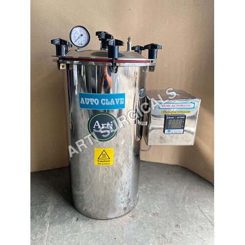 Silver Vertical Single Lever Autoclave 18X24 100 Liters