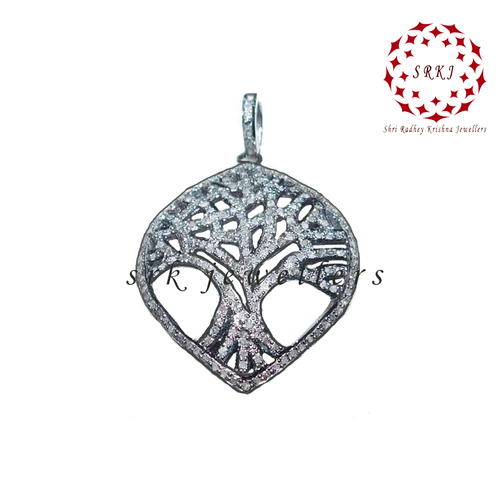925 Starling Silver Handmade Pave Diamond Fancy Tree Style Fancy Pendant - Gender: Women