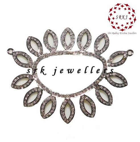 925 Starling Silver Handmade Pave Diamond Flower Style Pendant - Gender: Men