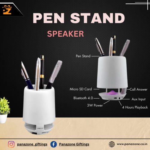 Pen Stand With Bluetooth Speaker Laptop/Desktop Speaker - Color: White