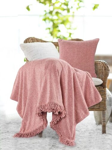Chenille Solid Cushion Covers - 16x16 | 18x18 | 20x20 | 22x22 | 24x24 | 12x20 | 12x12 Inch, Cozy Pink, Sturdy Zipper, Easy Care, Versatile Use