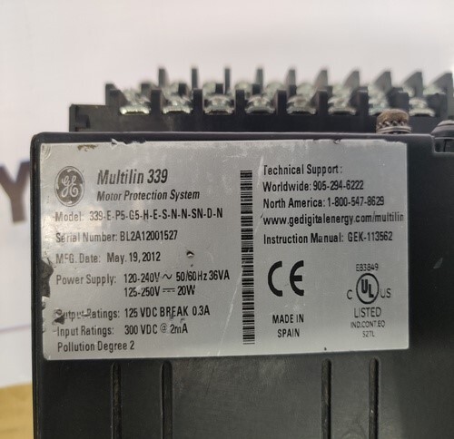 GE MULTILIN 339-E-P5-G5-H-E-S-N-N-SN-D-N MOTOR PROTACTION SYSTEM