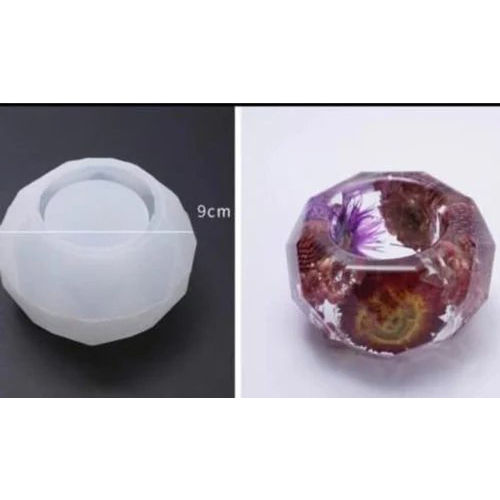 Silicone Diamond Cut Tea Light Holder Mold For Resin Art