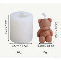 Teddybear Candle Mould - Silicone Mould, Cylindrical Shape, Transparent Color, Various Sizes Available