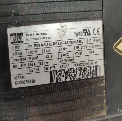 KUKA MCS 14F41-RS4P1-E25R-STAS000-R6SU-H SERVO MOTOR
