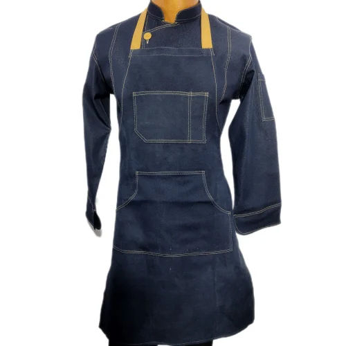 Different Available Denim Chef Coat With Denim Apron