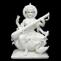 Man Saraswati Marble Murti Statue