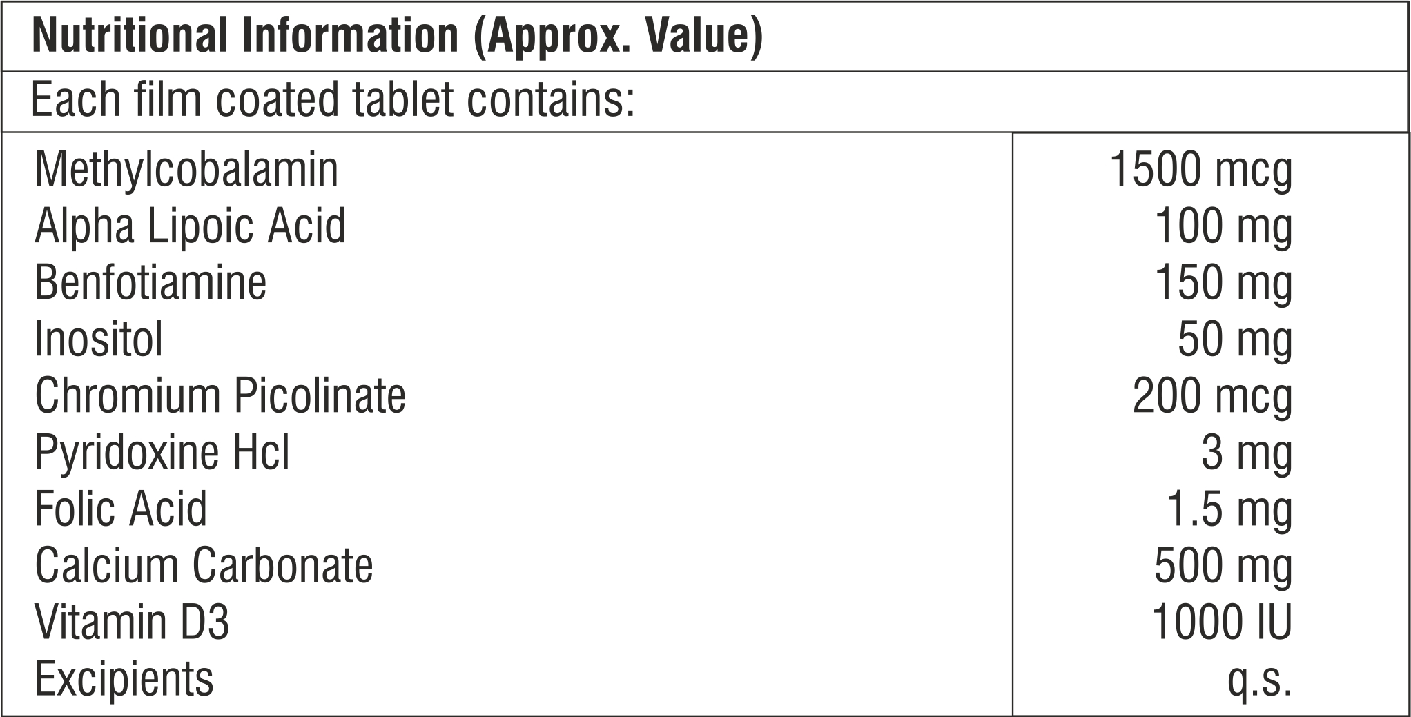 Methylcobalamin With Folic Acid And Vitamin D3 Tablet