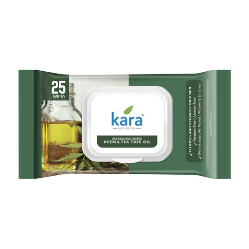 Kara Refresh, Refreshing Wipes Neem & Tea Tree Oil 25 Pulls