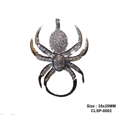 Starling silver Handmade Pave Diamond Spider Style Clasp Lock
