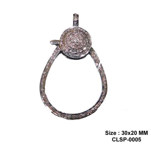 Starling Silver Handmade Pave Diamond Spring Clasp Lock