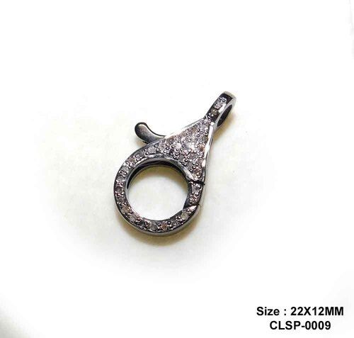 Starling Silver Handmade Small Pave Diamond Spring Clasp Lock