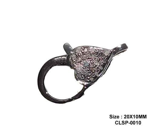 Starling Silver Handmade Pave Diamond Small Heart Style Clasp Lock