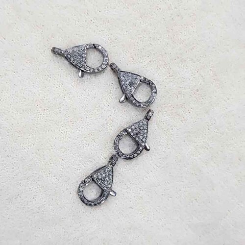 925 Starling Silver Handmade Pave Diamond Small Clasp Lock