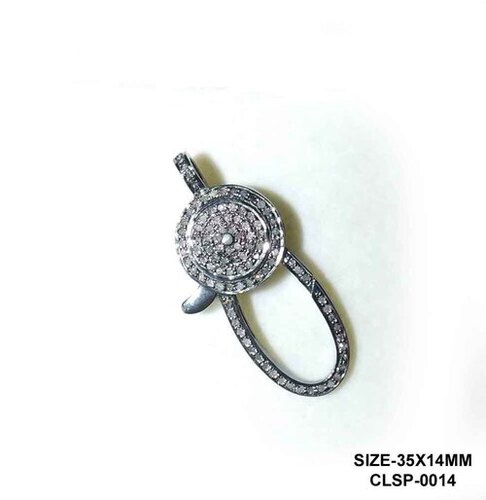 925 Starling silver Handmade Pave Diamond Round Clasp Lock