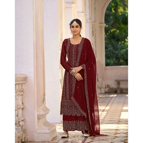 Indian Maroon Glory Silk Palazzo Suit