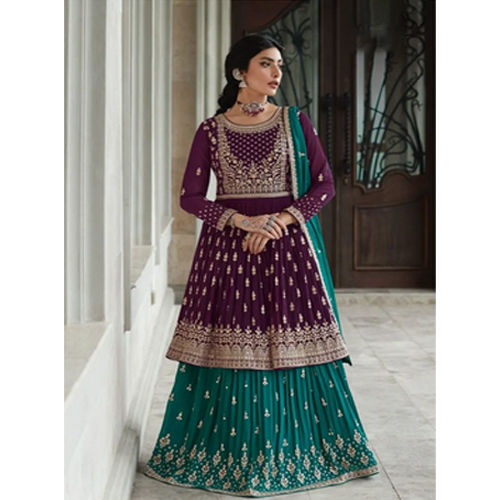 Multicolor Semi Stitched Heavy Quality Sharara Suit