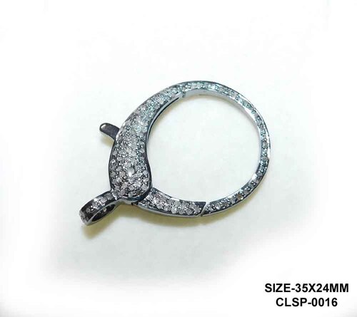 925 Starling silver Handmade Round Pave Diamond Clasp Lock