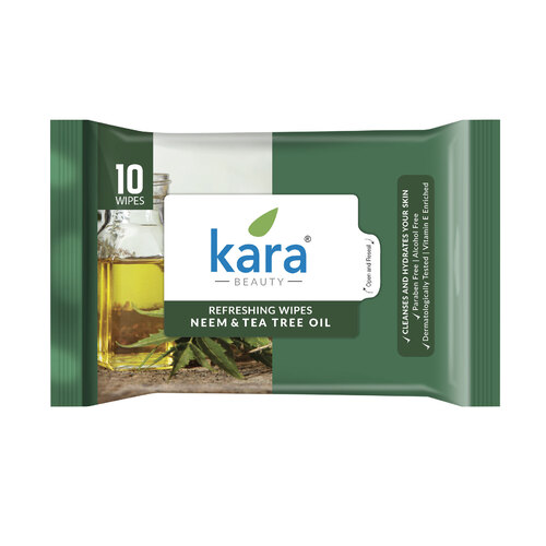 Kara Refresh, Refreshing Wipes Neem & Tea Tree Oil 10 Pulls