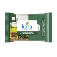 Kara Refresh, Refreshing Wipes Neem & Tea Tree Oil 10 Pulls - 15cm X 20cm , Cleanses & Hydrates, Paraben Free, Alcohol Free, Vitamin E Enriched