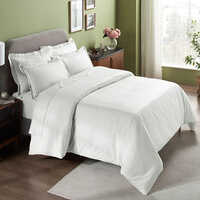 White Indulge Linen Set With Line Embroidery