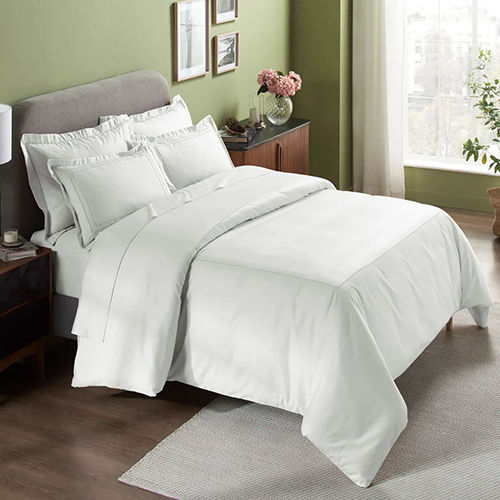 White Indulge Bed Sheet Set With Line Embroidery