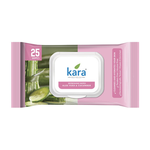 Kara Refresh Refreshing Wipes Aloe Vera & Cucumber 25 Pulls