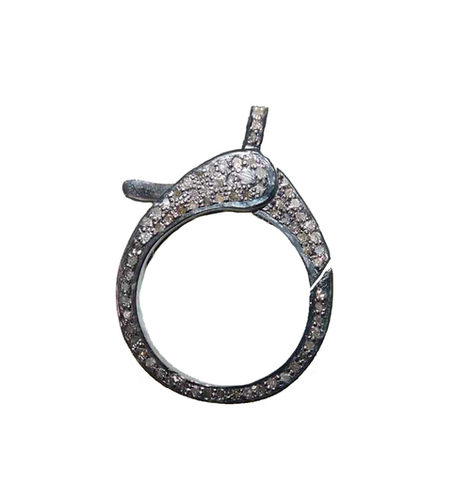 Starling Silver Handmade Pave Diamond Round Clasp Lock Finding