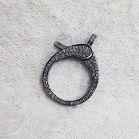 Starling Silver Handmade Pave Diamond Round Clasp Lock Finding